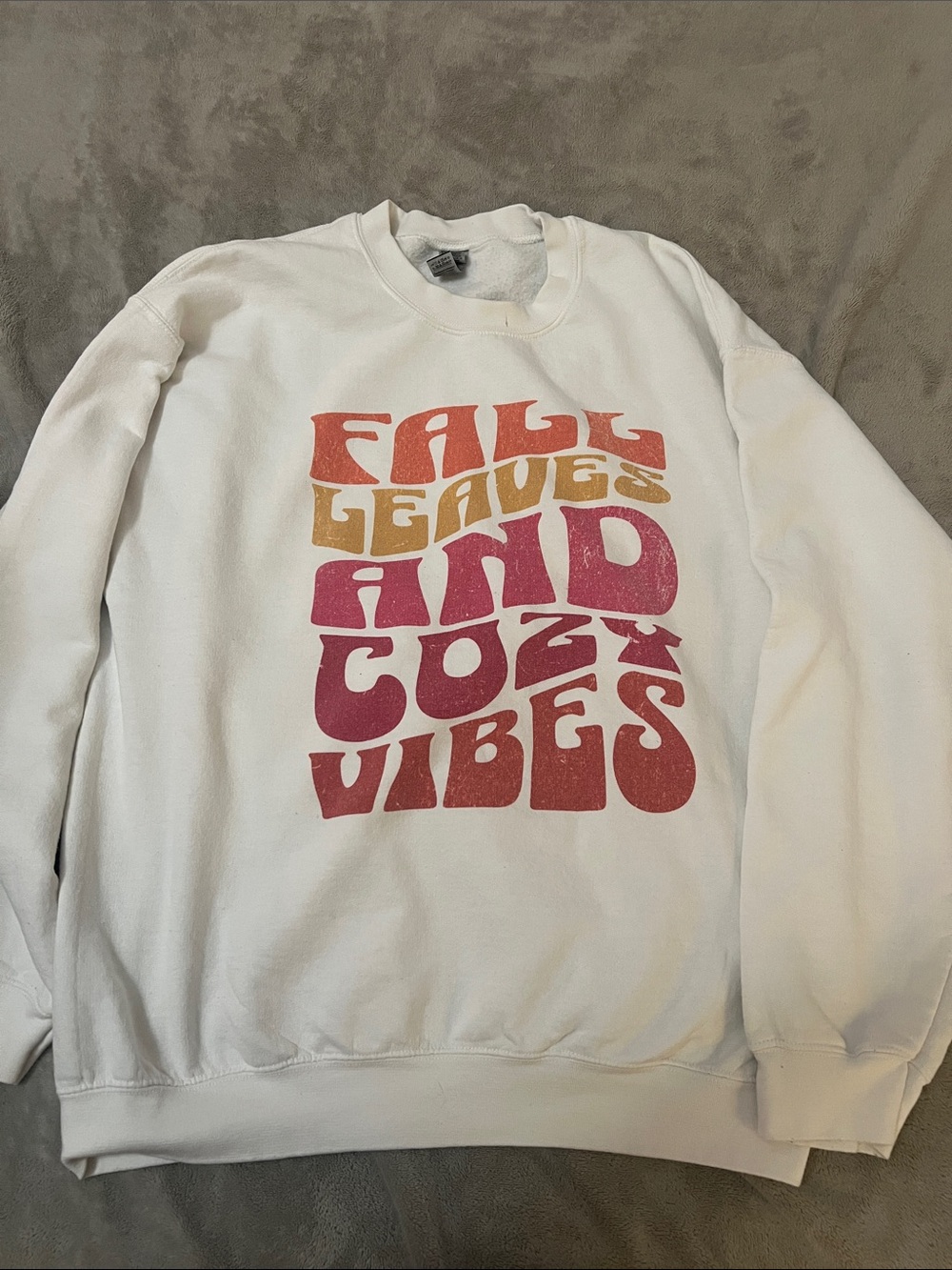 White 'Fall Leaves and Cozy Vibes' Graphic Sweater